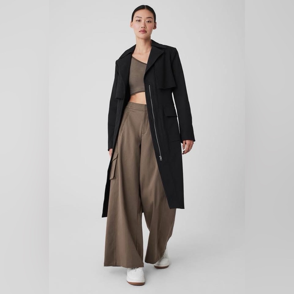 ALO Yoga Women's Black Formation Trench Coat - Picture 3 of 5